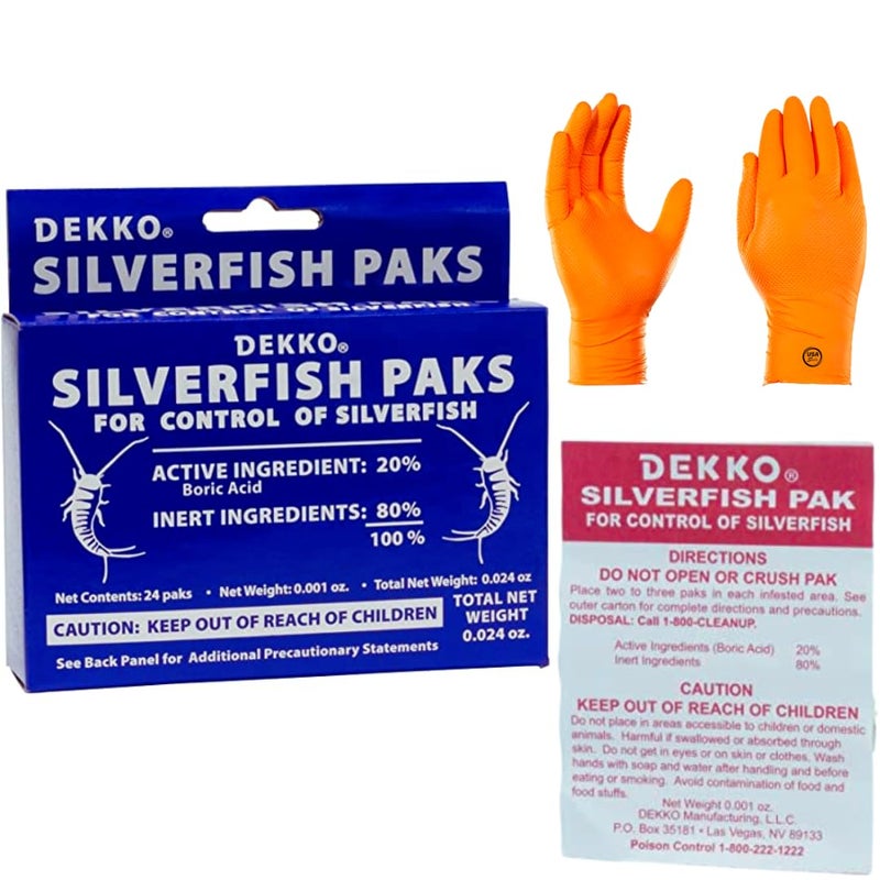 USA Supply Silverfish Elimination Kit: Effective Pest Control with 24 Silverfish Paks in 1 Box | Eco-Friendly Formula | Premium Gloves for Safe Eradication | Pest ID Card - Image 1
